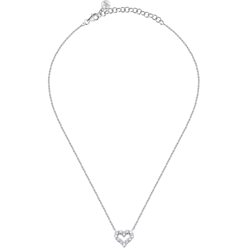 Collana in argento 925 con pendente a forma di cuore ornato da zirconi bianchi