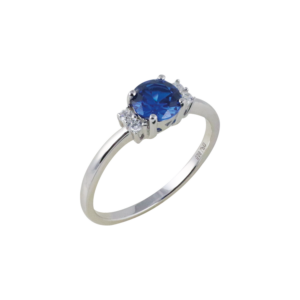 Anello in argento con zirconi blu e bianchi