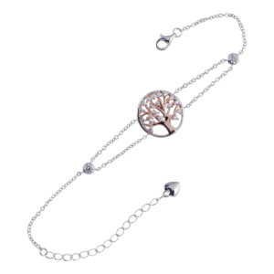 Bracciale in argento con albero della vita con zirconi